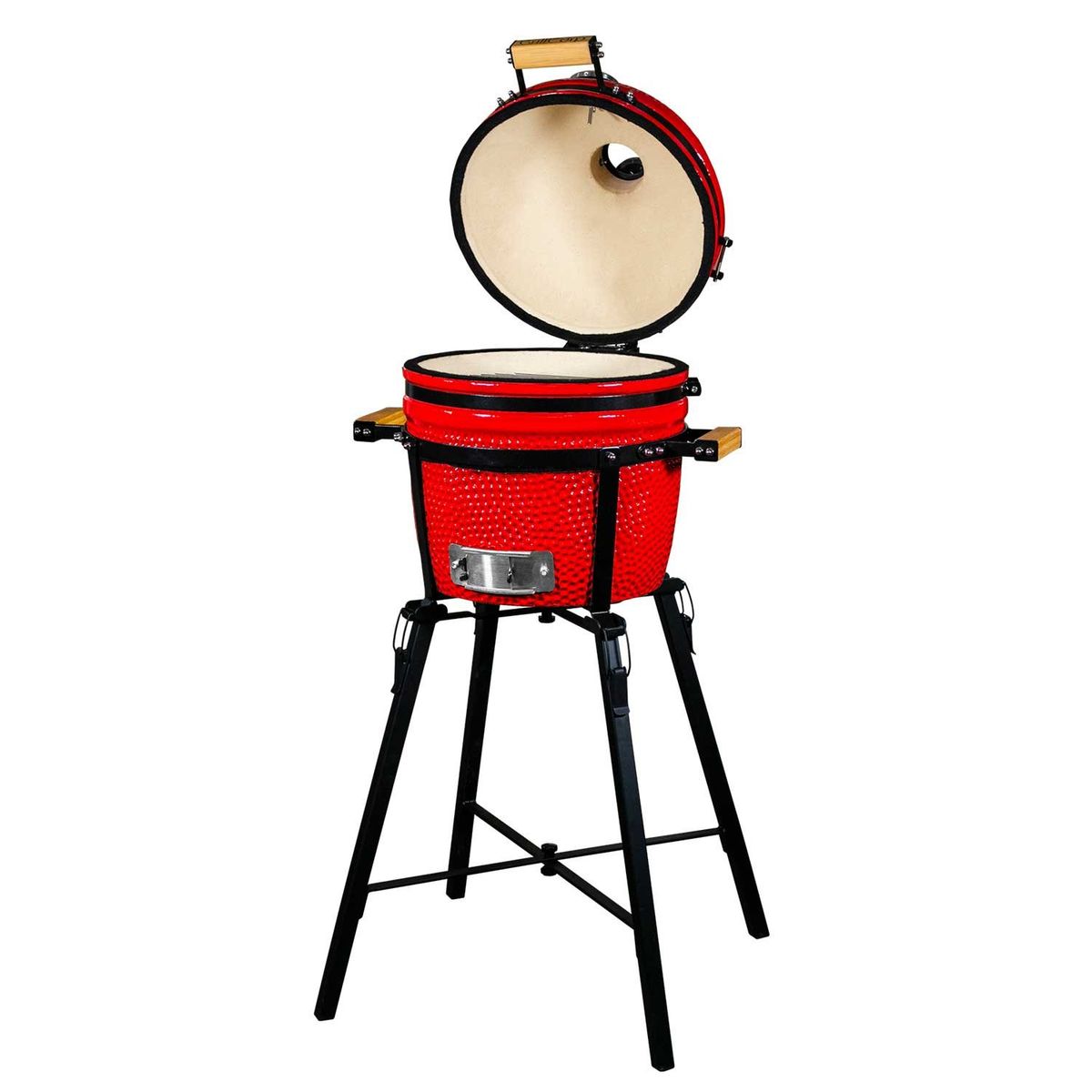 GRILLCORP - Kamado Granada 15 Rojo + Sistema 2 en 1