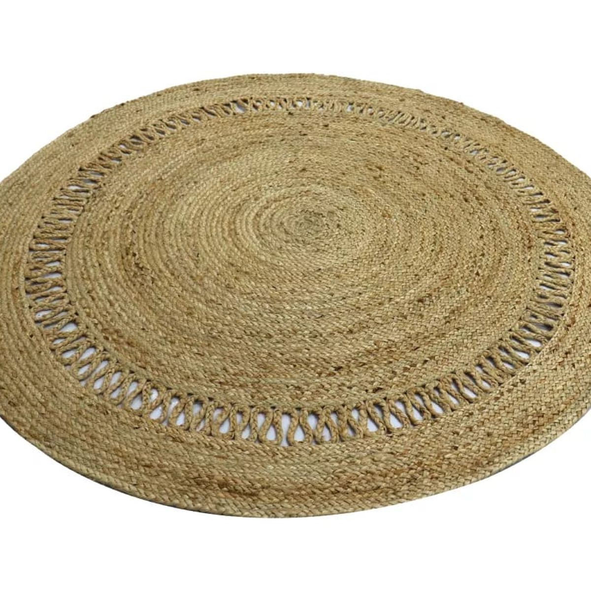 ZALMOHADAS - Alfombra Redonda de Yute Tejida a Mano con Diseño Reversible 90 cm