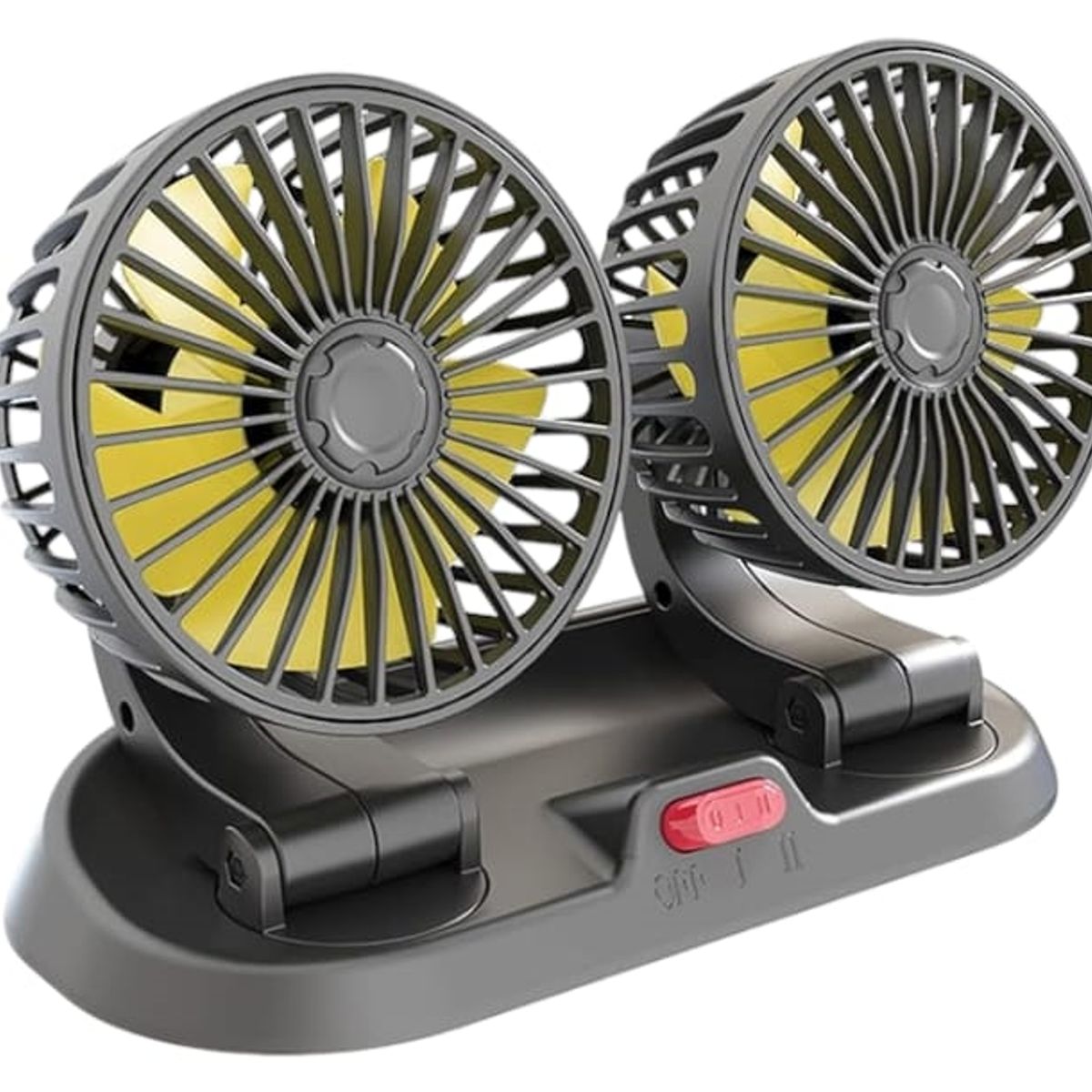 GENERICO - Ventilador de coche de doble cabeza 12 V portátil 360° giratorio