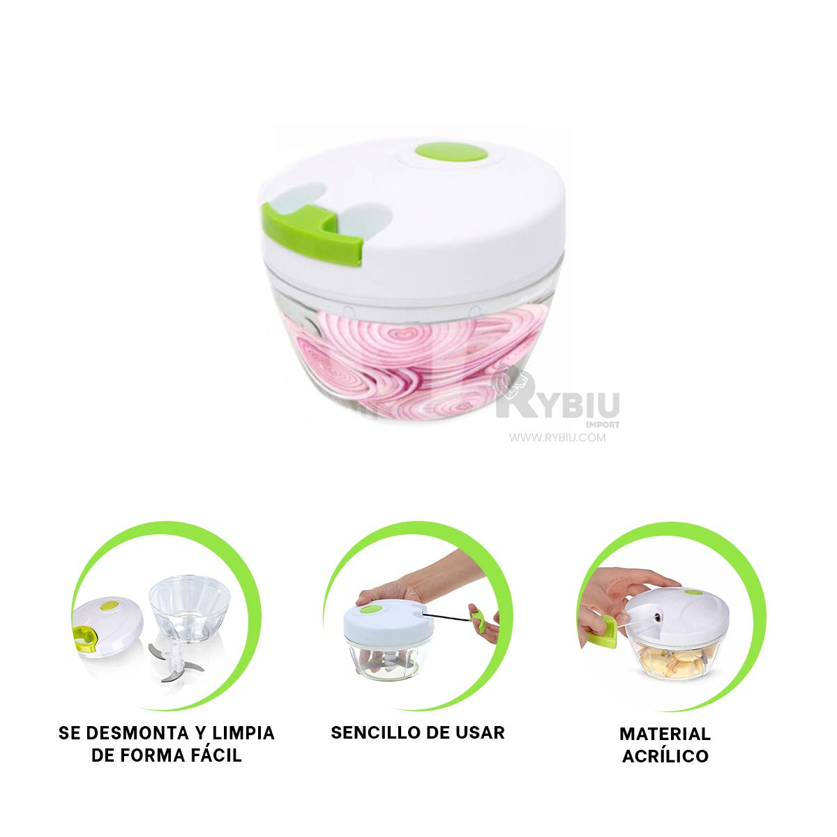 RYBIU IMPORT - Triturador de Verduras en Color Blanco Y+Regalo Stickers