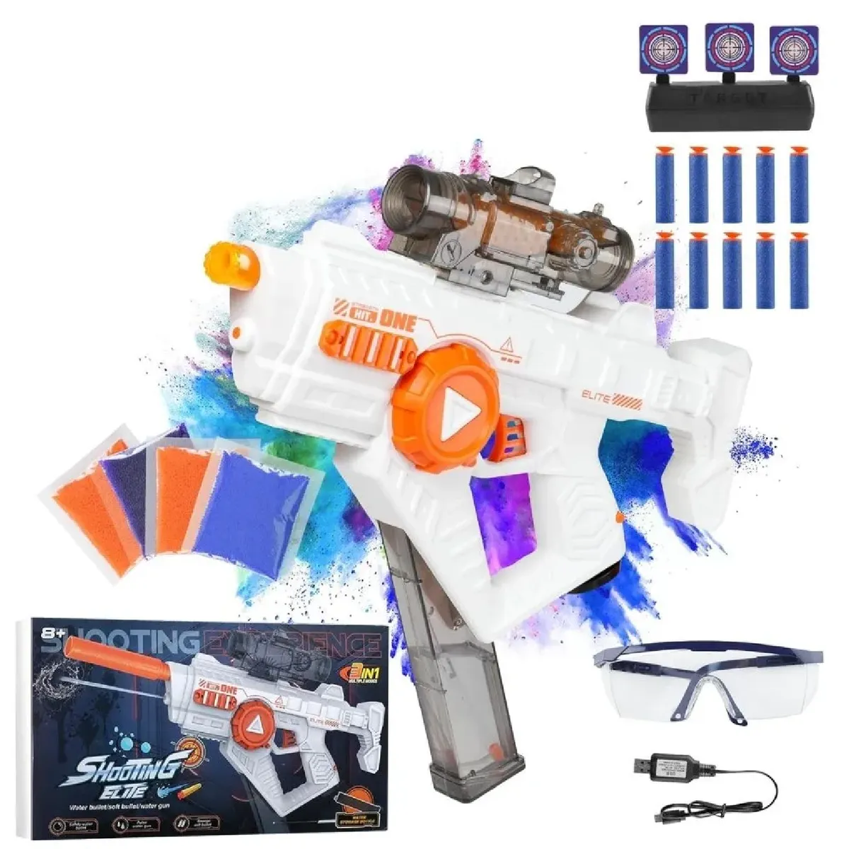 GENERICO - Pistola de agua chisguete y Hidrogel Futurista 3 en 1