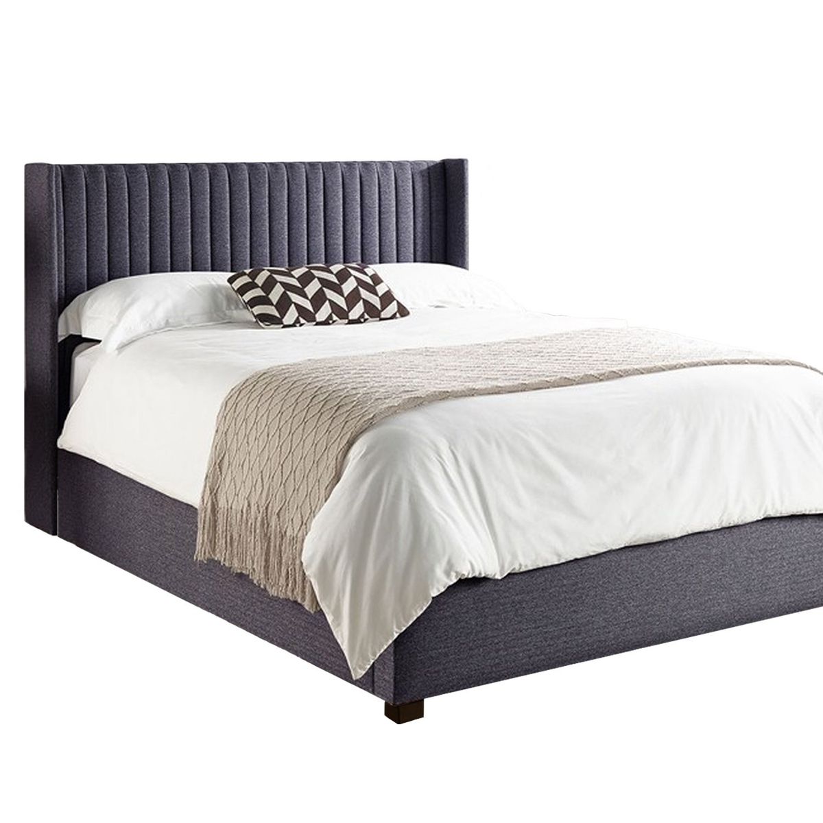 GENERICO - Cama Tapizada Panel Gris Oscuro Queen