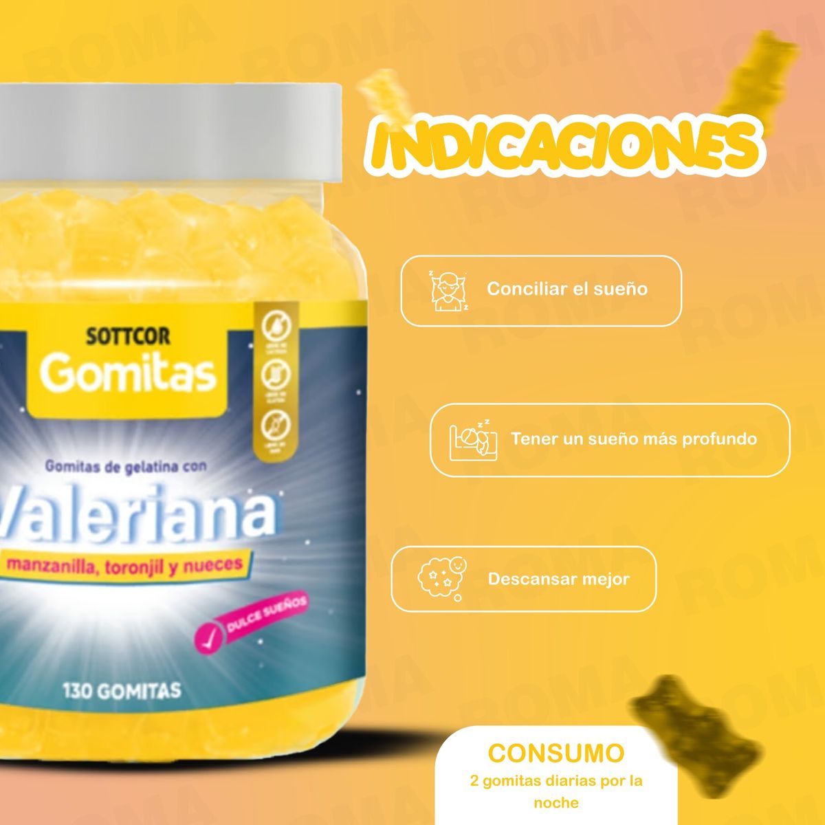 GENERICO - VALERIANA PARA ADULTOS 130 GOMITAS SOTTCOR LABS