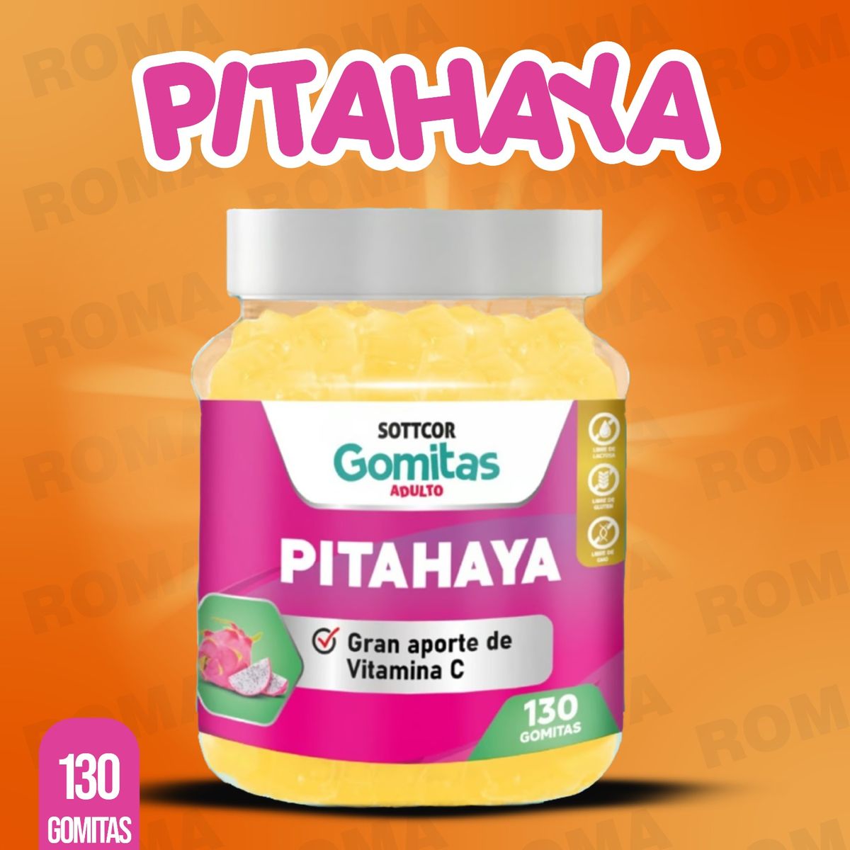 GENERICO - GOMITA DE PITAHAYA ADULTOS 130 GOMITAS SOTTCOR LABS