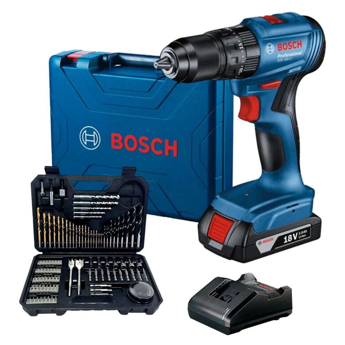 BOSCH - Taladro GSB 185 + Kit de Puntas y Brocas Bosch 103 unidades