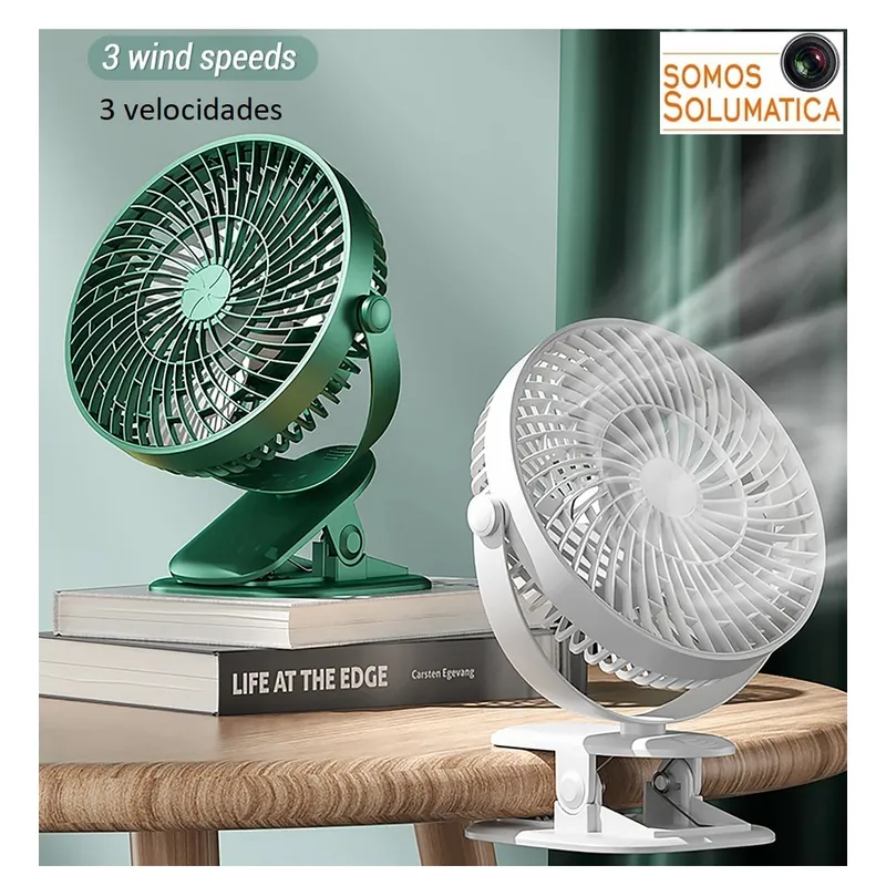 GENERICO - Ventilador de Escritorio - Portatil Tipo C Recargable 3 Velocid Blanco