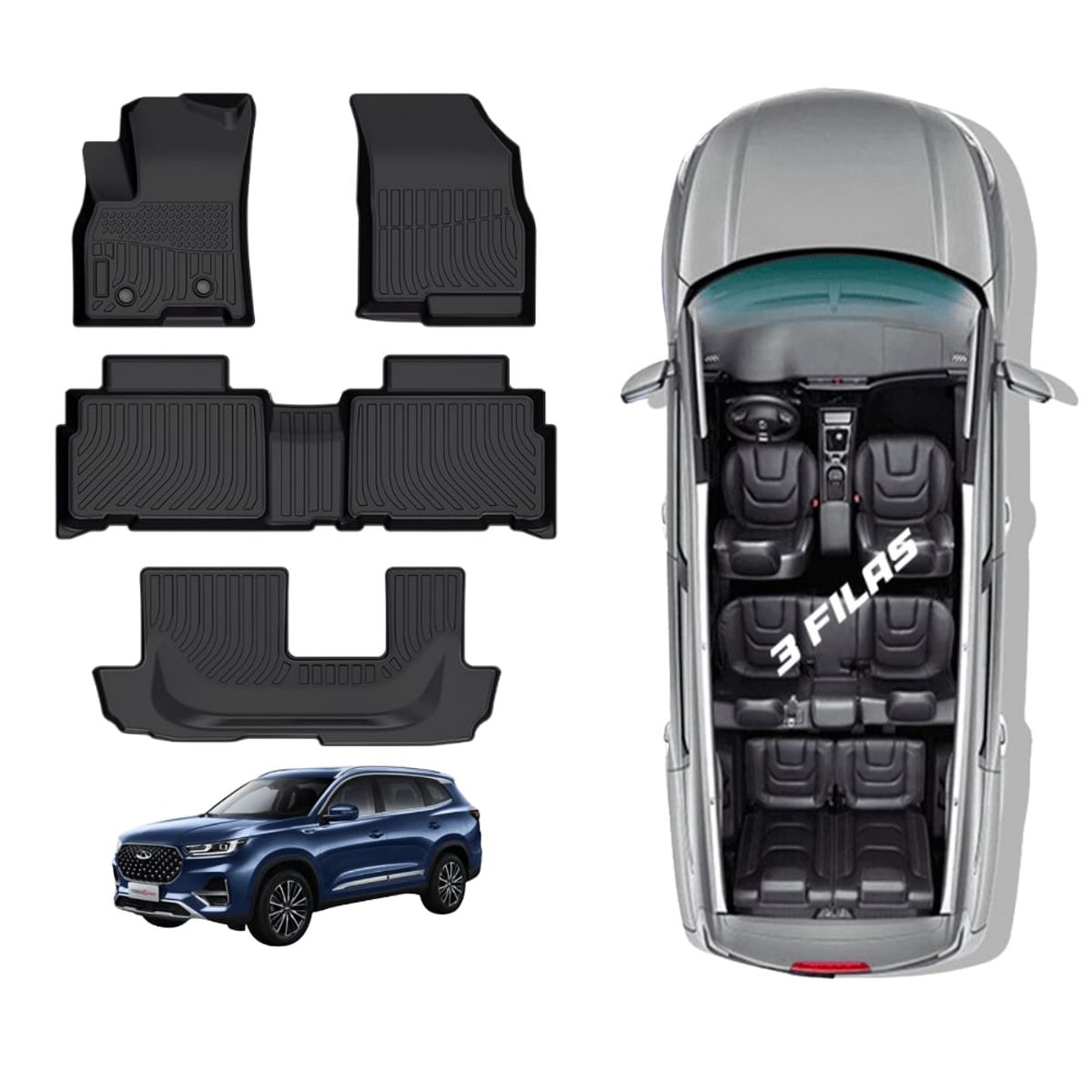 GENERICO - PISO 5D TPE CHERY TIGGO 8 PRO 2021-2024 3 FILAS