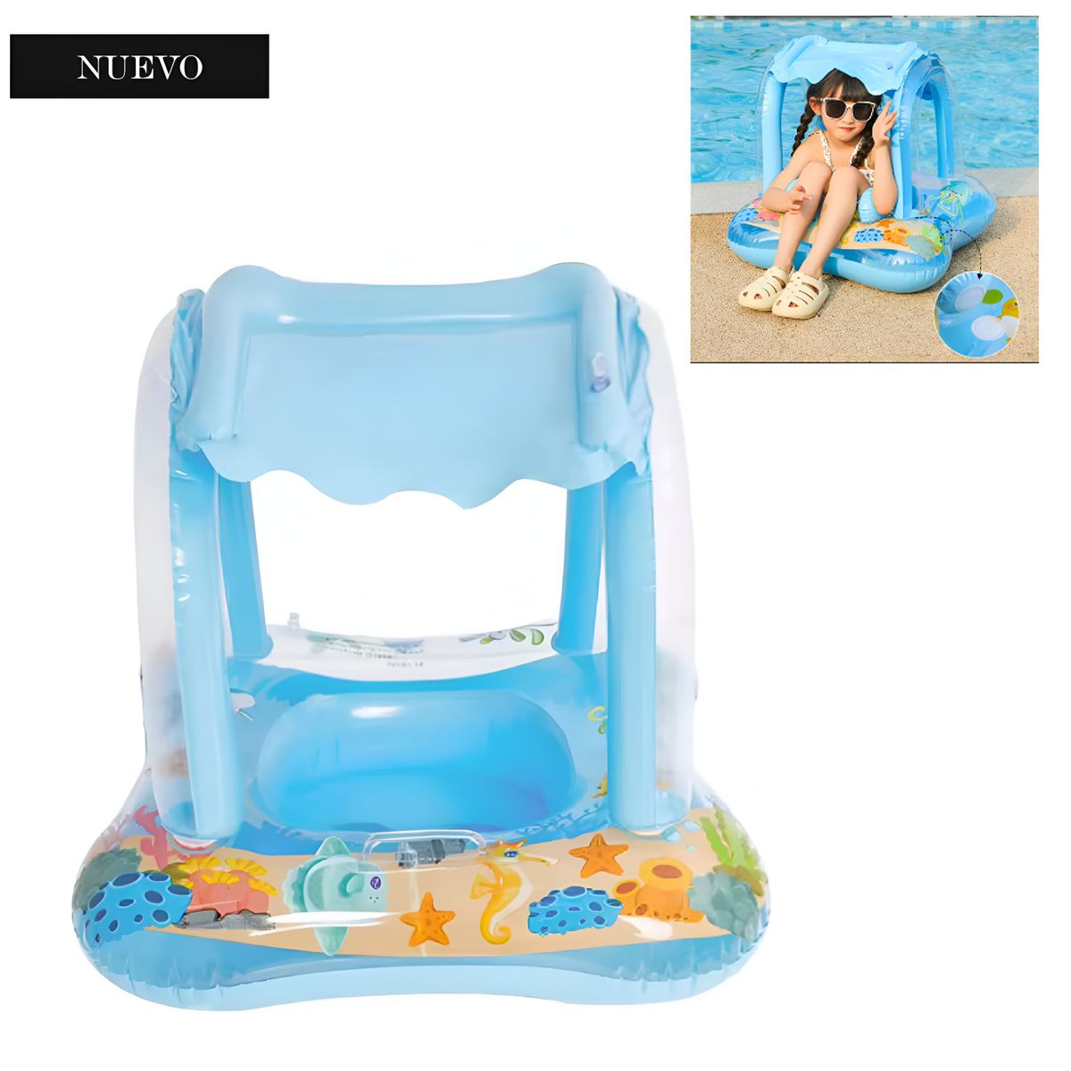 GENERICO - Flotador Inflable con Techo Azul