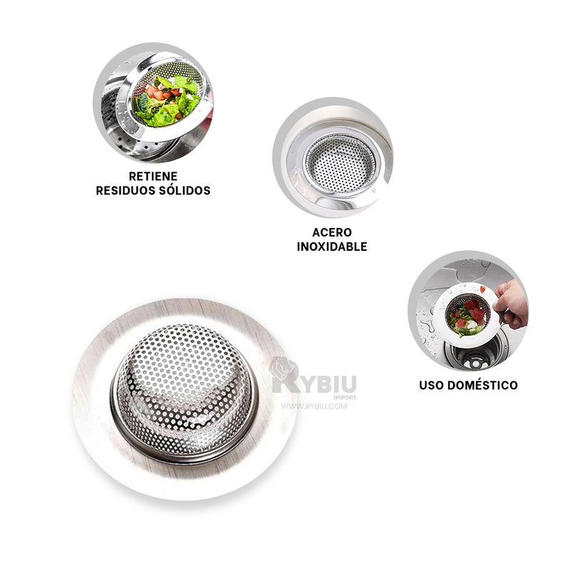 GENERICO - Colador para Fregador de 9cm Plateado Y+Banderitas Adhesivas