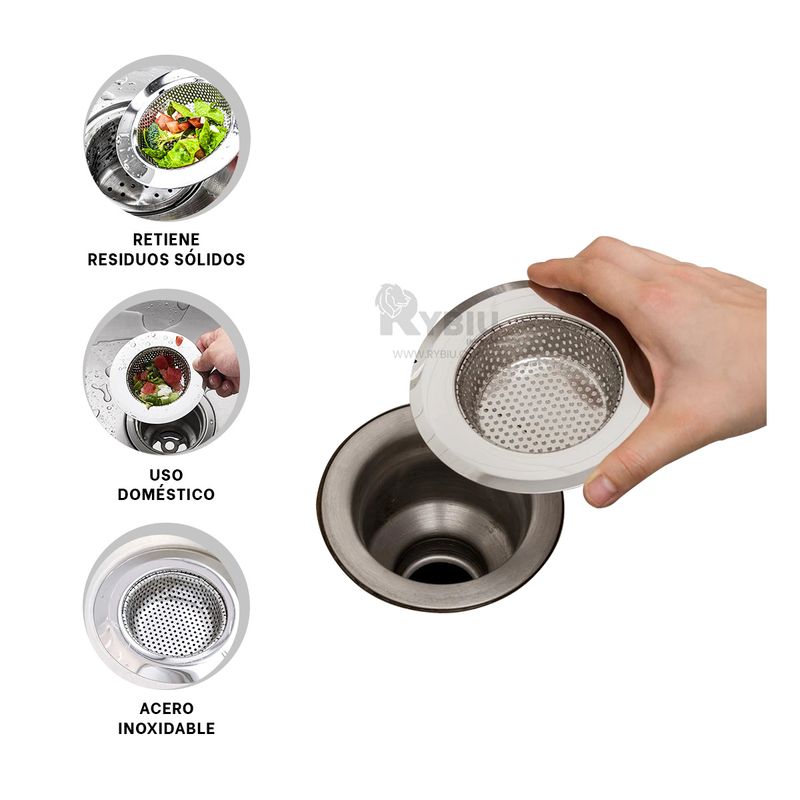 GENERICO - Colador para Tuberia 9cm Plateado Y+Regalo Ligas para Peinar