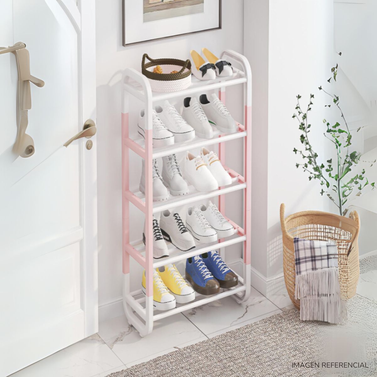 INSPIRA MARKET - Estante organizador de zapatos 5 niveles Rosa