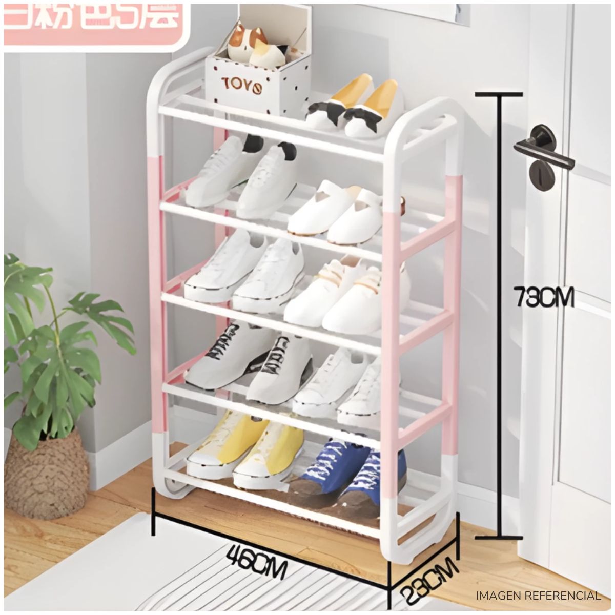 INSPIRA MARKET - Estante organizador de zapatos 5 niveles Rosa