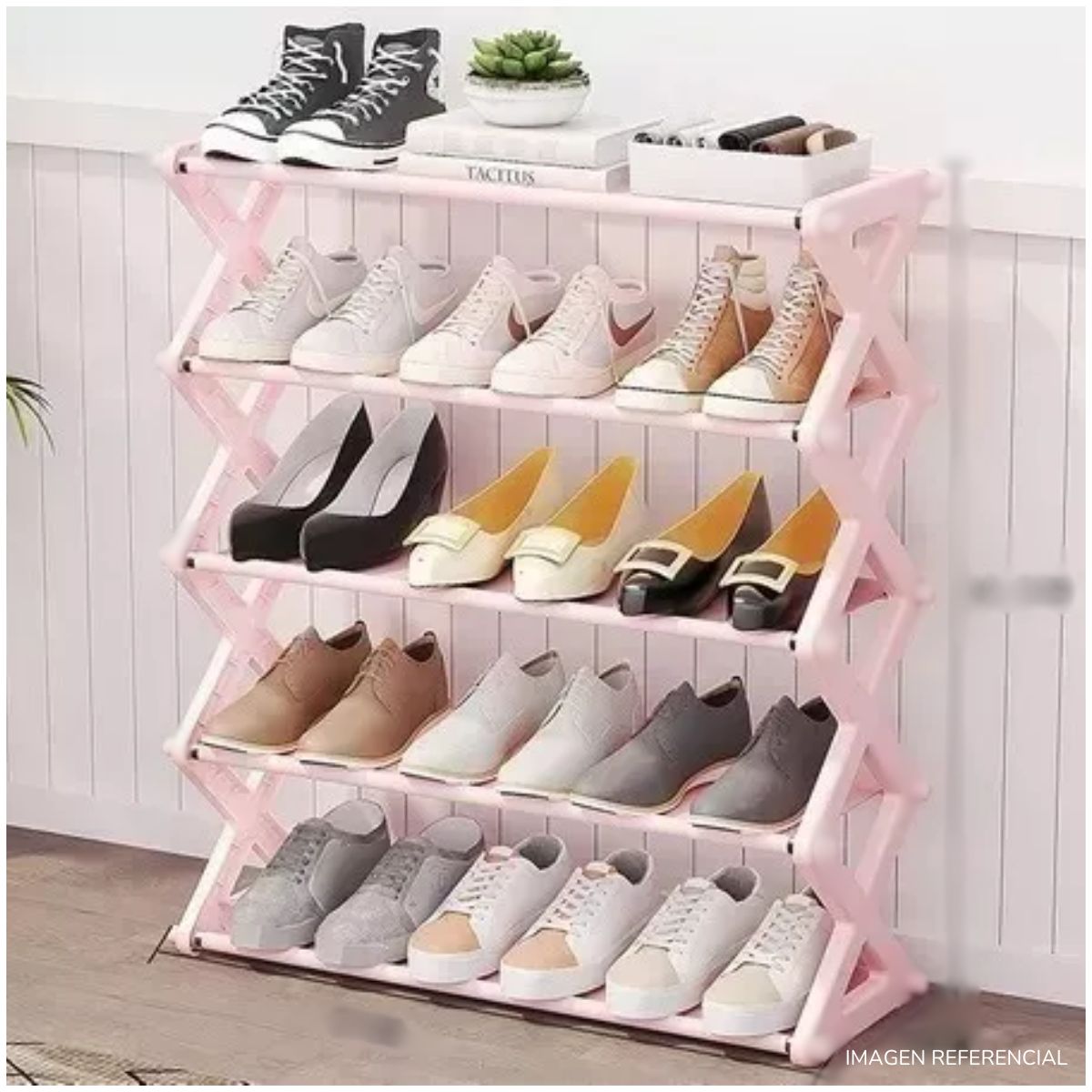 INSPIRA MARKET - Estante organizador de zapatos en X 5 niveles Rosa