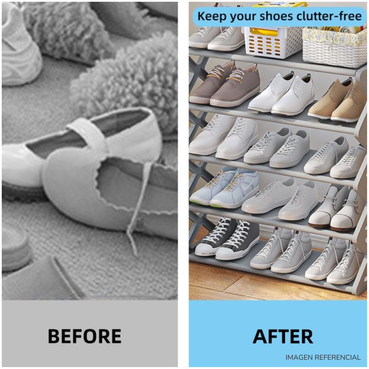 INSPIRA MARKET - Estante organizador de zapatos en X 5 niveles Rosa