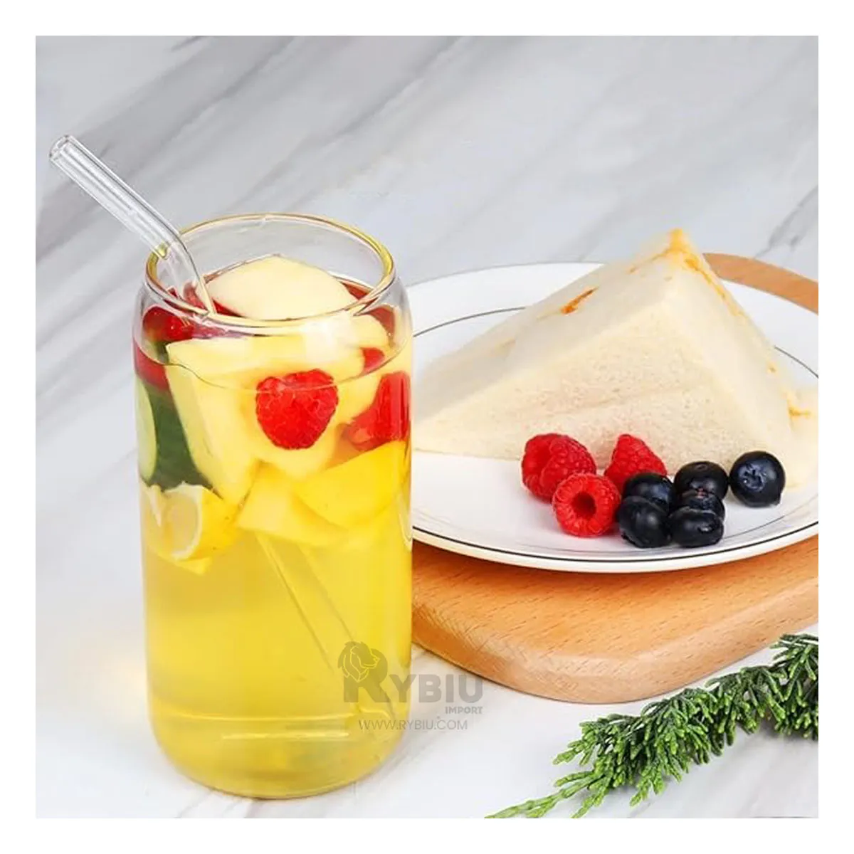 GENERICO - Vaso de Vidrio de 500ml con Sorbete de Estilo Recto