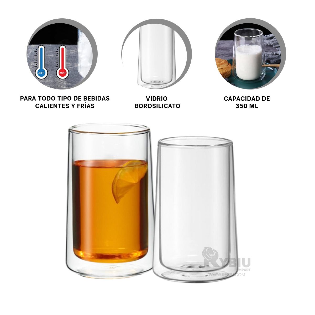 RYBIU IMPORT - Vaso Versatil en Modelo de 350ml Y+Papel de Regalo
