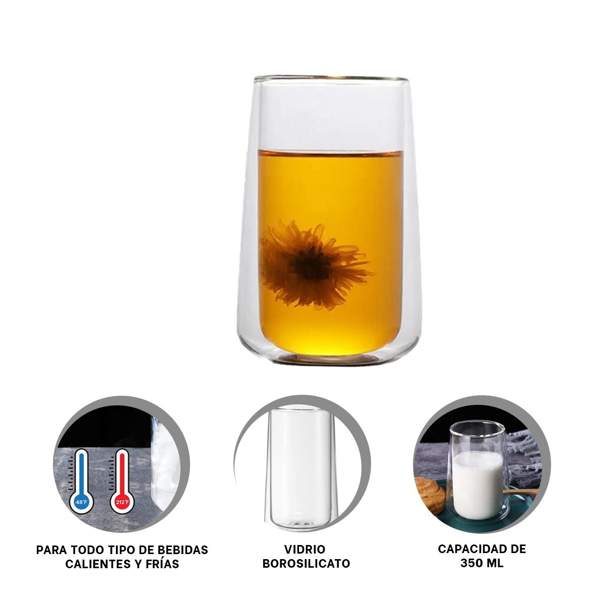 RYBIU IMPORT - Vaso Compacto y Moderno de 350ml Y+Regalo Stickers