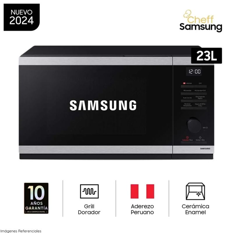 SAMSUNG - Microondas Samsung 23LT con dorador Acero Inoxidable MG23DG4524ATPE