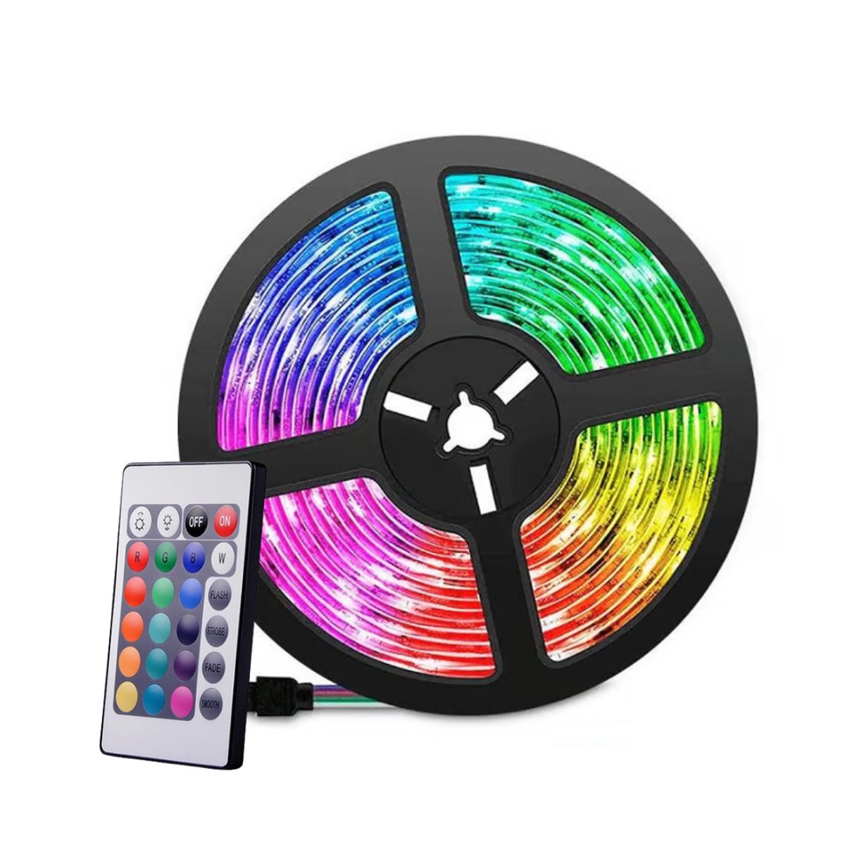 GENERICO - Cinta Led 3 metros Rgb 5050 Luces RGB Con Control Remoto