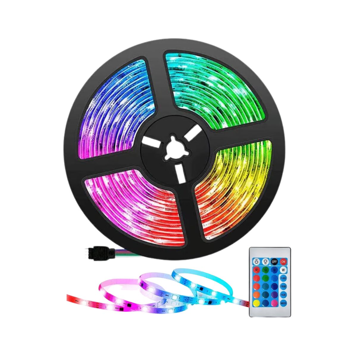 GENERICO - Cinta Led 3 metros Rgb 5050 Luces RGB Con Control Remoto