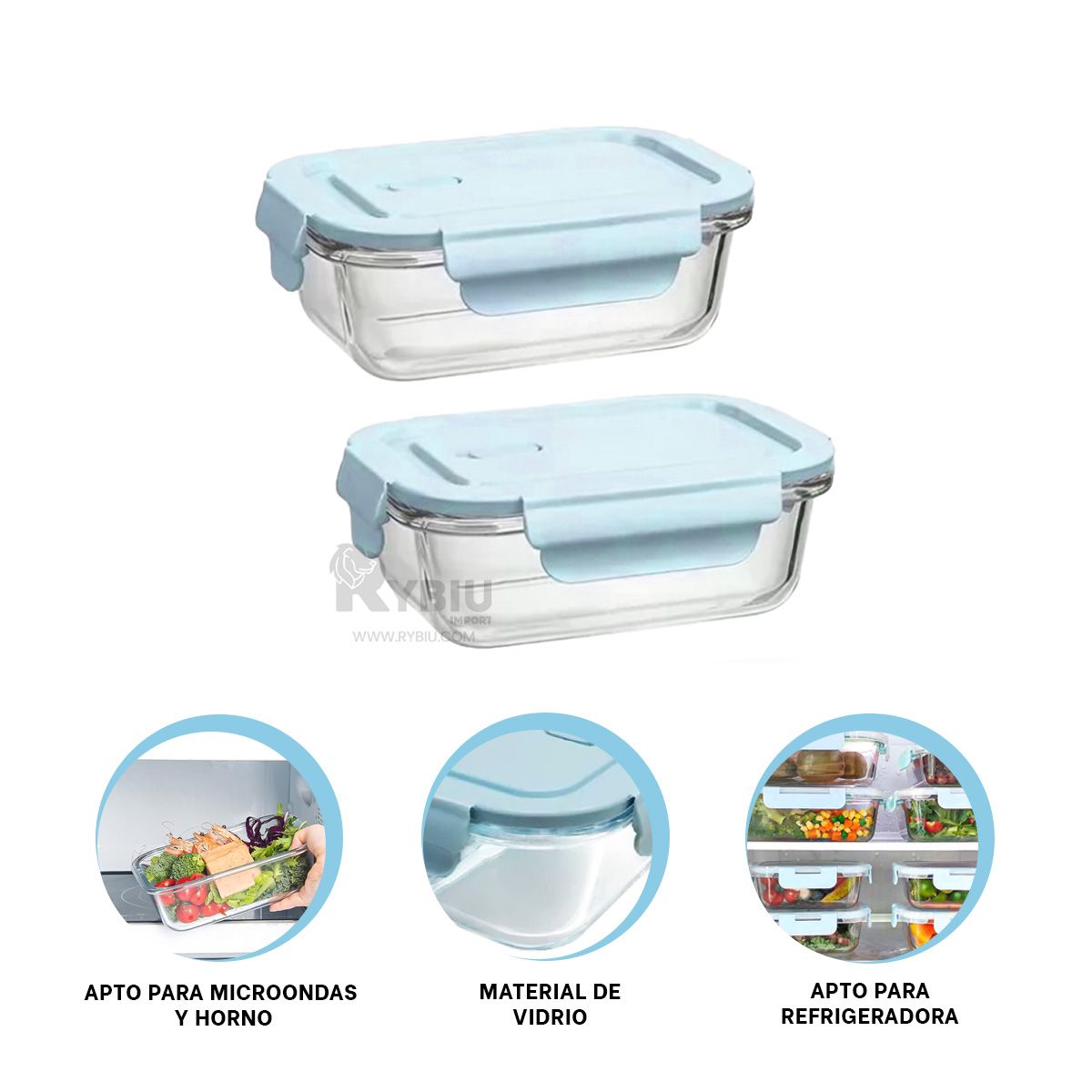 RYBIU IMPORT - Recipiente con Sellado en Celeste 410ml Y+Regalo Agendita