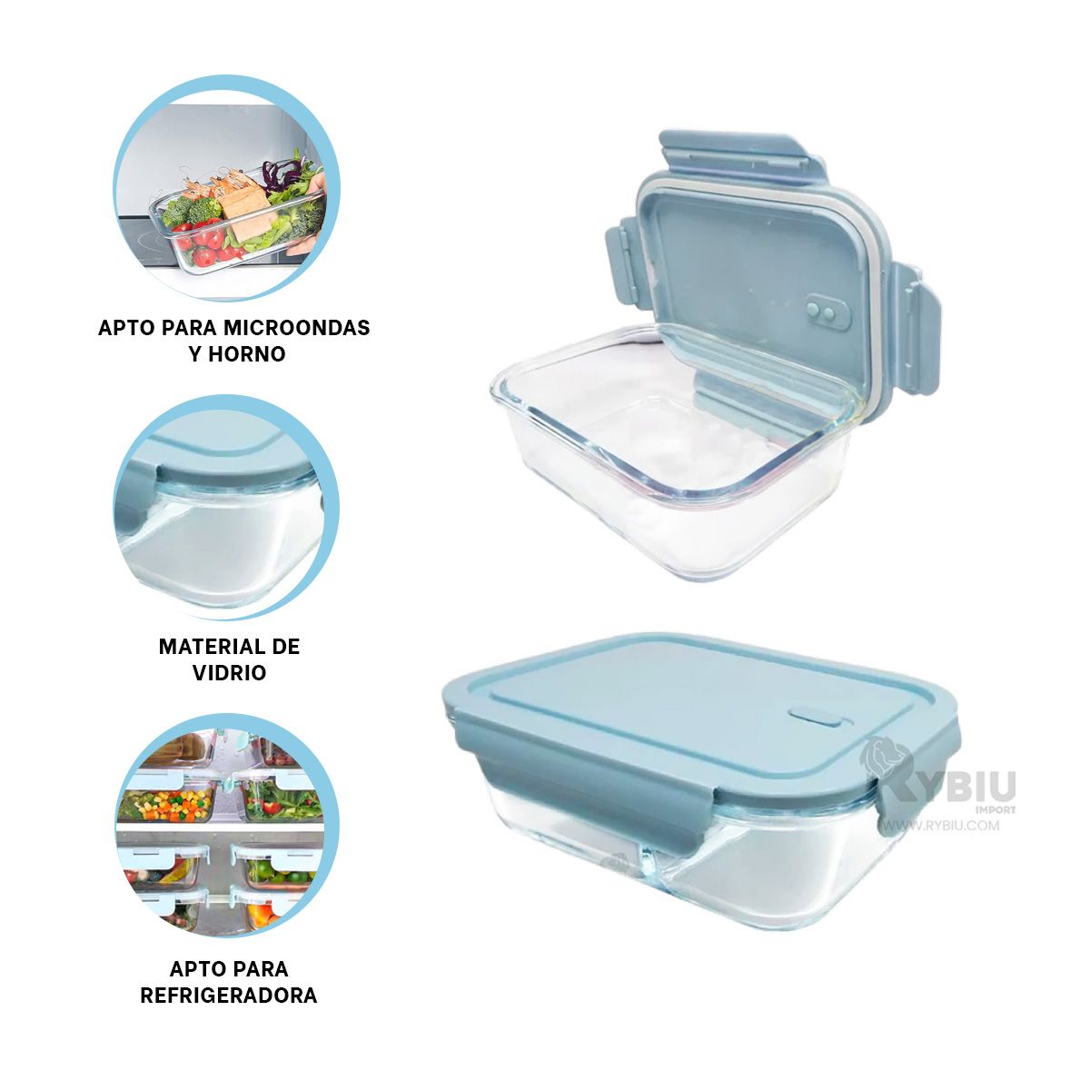 RYBIU IMPORT - Recipiente con Sellado en Celeste 410ml Y+Regalo Agendita