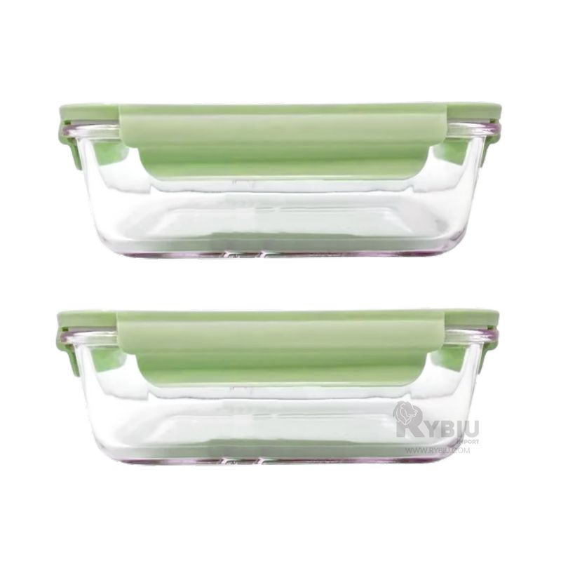 RYBIU IMPORT - Taper Resistente de Vidrio de 410ml con Tapa de Color Verde