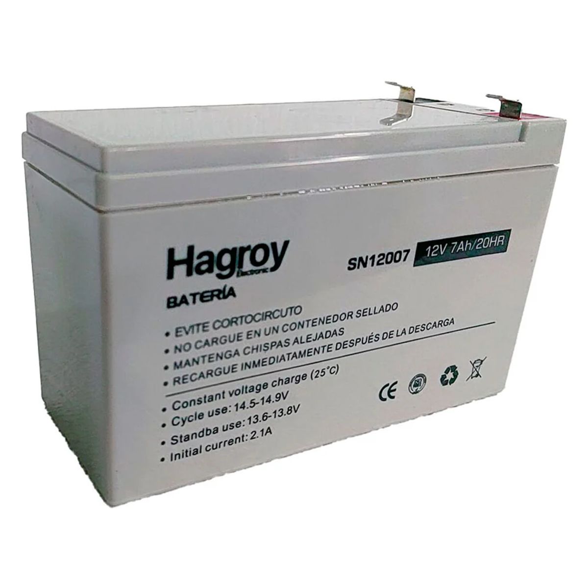 HAGROY - Hagroy Batería De Ácido Plomo Sellado 12v 7 Amp - Ps7-12