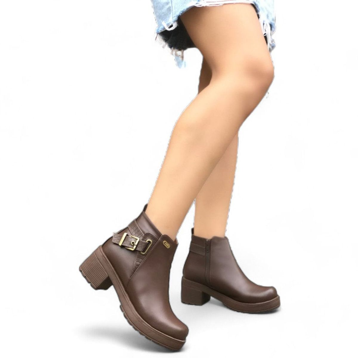 GENERICO - Bota Mujer Yomar Err. Precio Hebilla Y Cremallera Cruzada 2086L-55 Marron