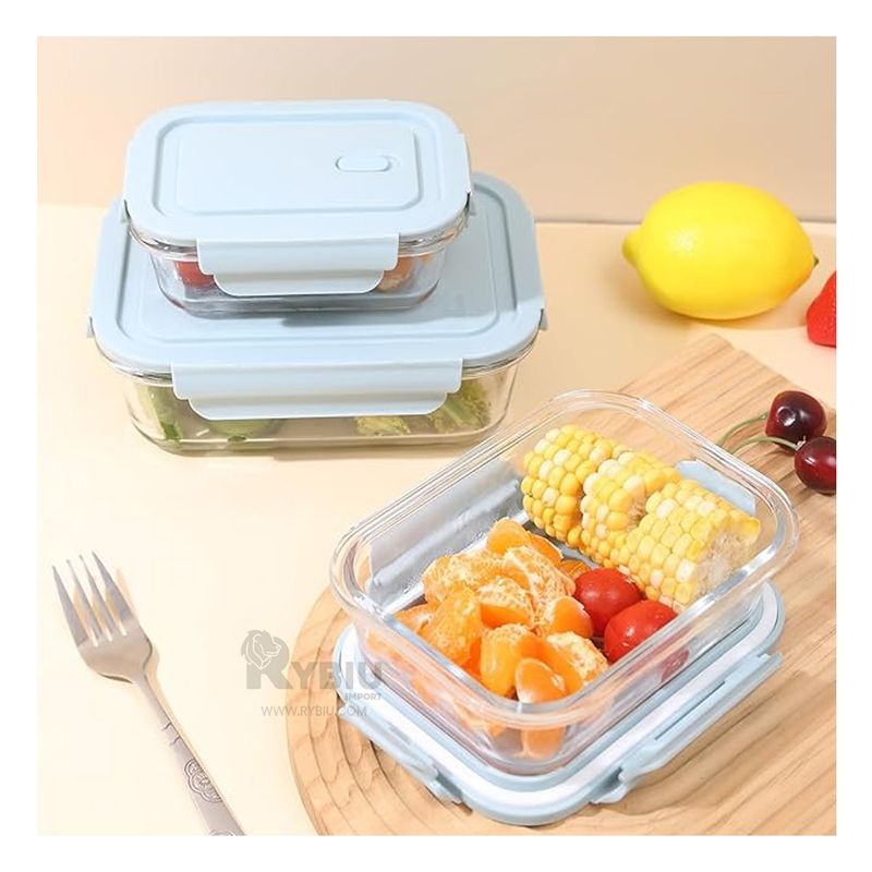 GENERICO - Contenedor con Tapa Celeste 410ml Y+Ligas de Regalo