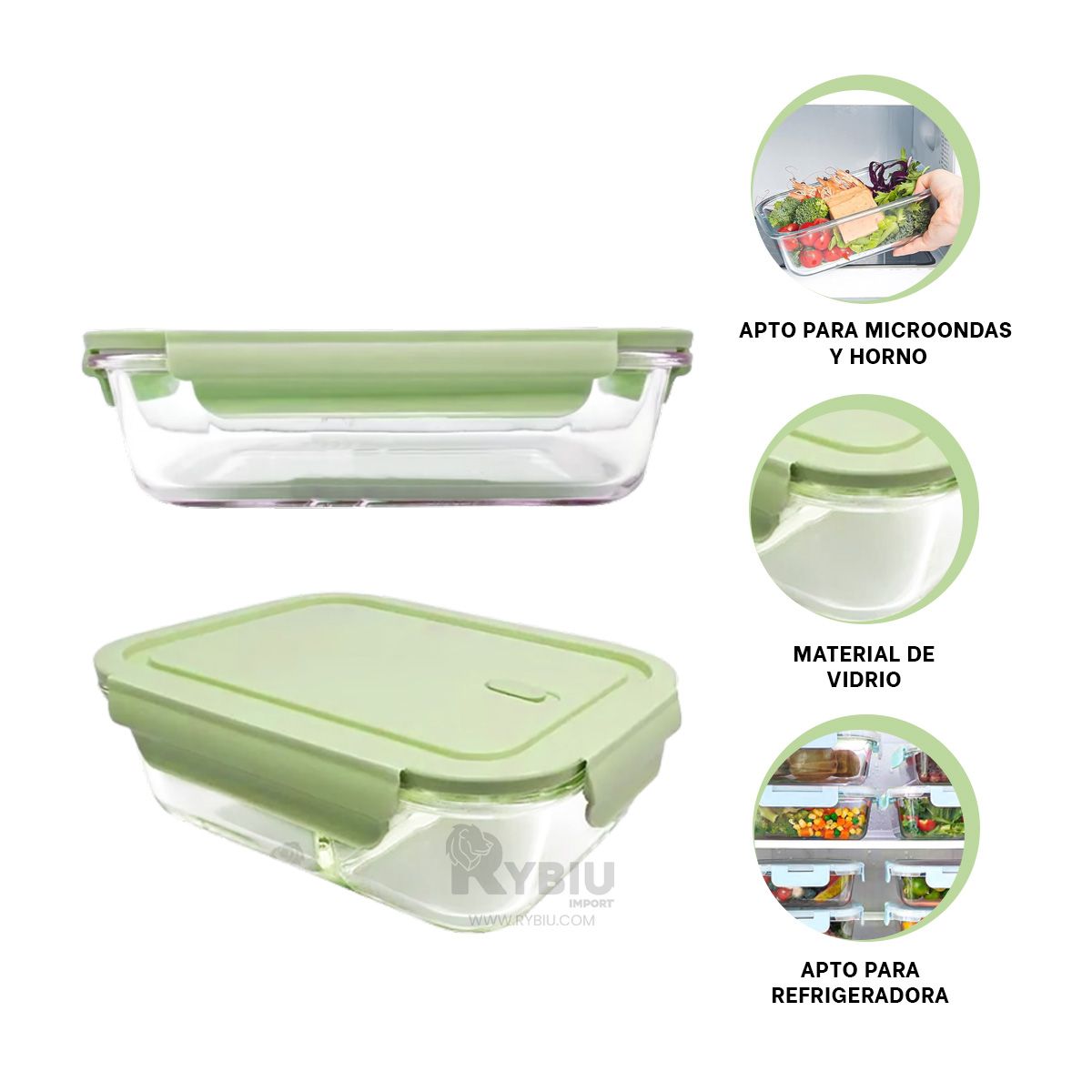 GENERICO - Taper con Ajuste Hermetico Verde 410ml Y+Regalo Stickers