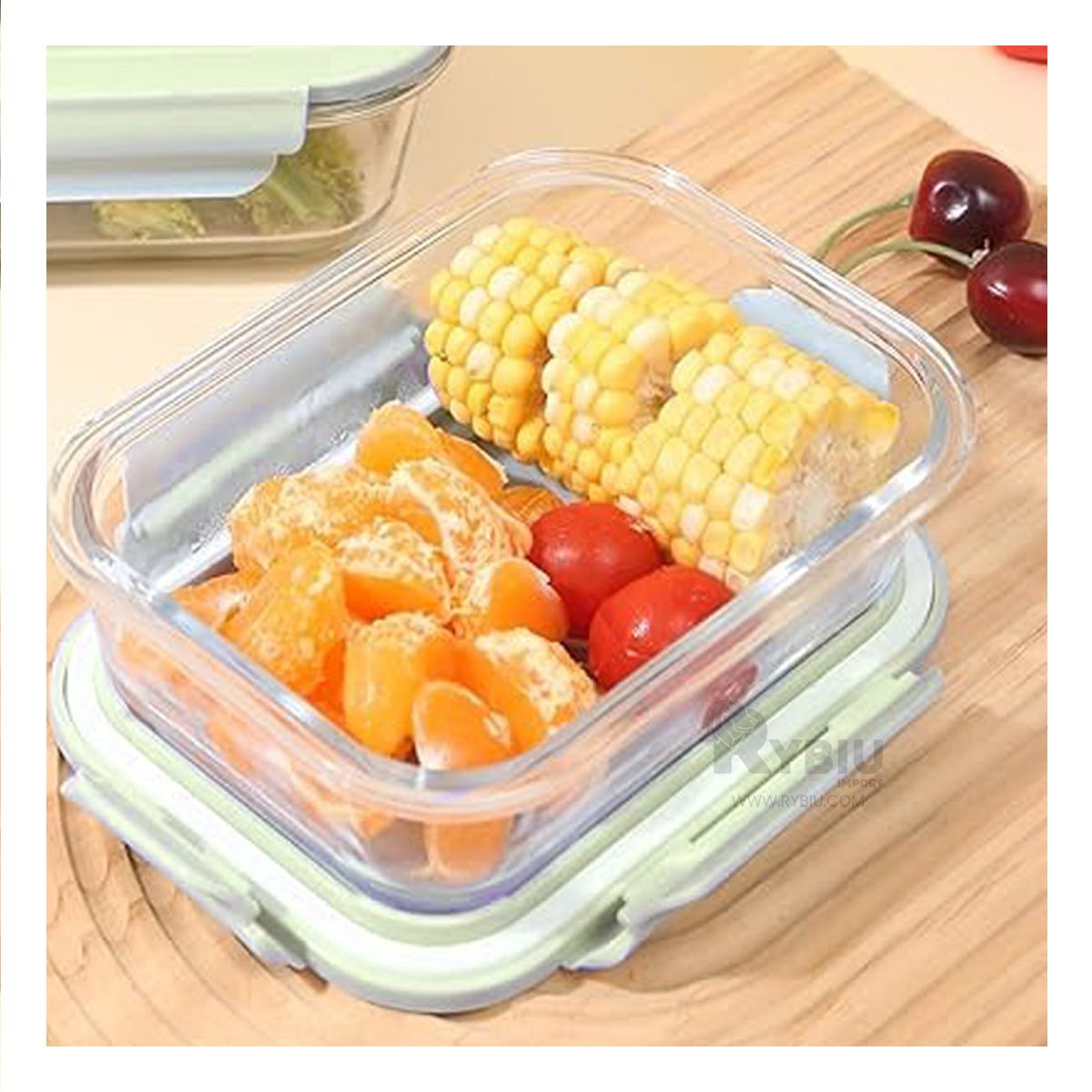 GENERICO - Contenedor para Comida Verde 410ml Y+Post-it Adhesivos