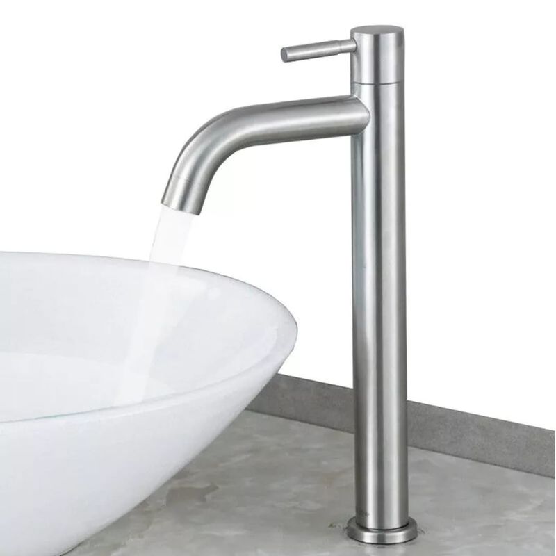 GENERICO - Grifo Caño Ovalin o bowl Liviano de 30cm de Acero Satinado Mate