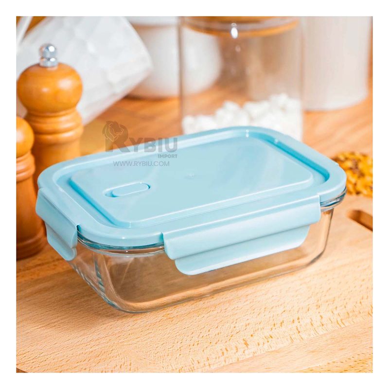 GENERICO - Taper Almacenador de 1040ml Celeste Y+Papel de Regalo