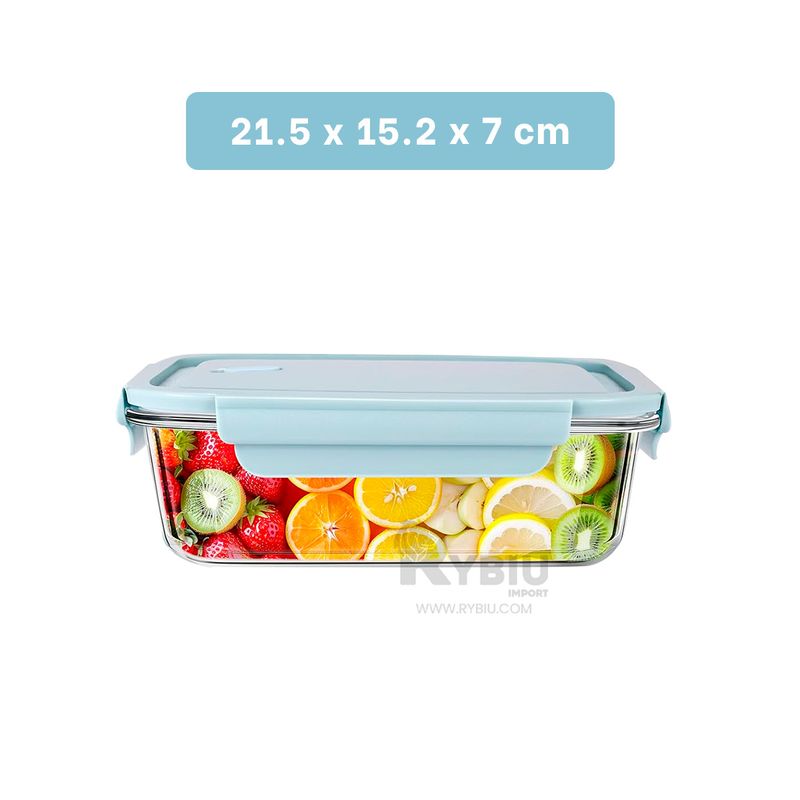 GENERICO - Tupper para Colegios 1040ml Celeste Y+Banderitas Adhesivas