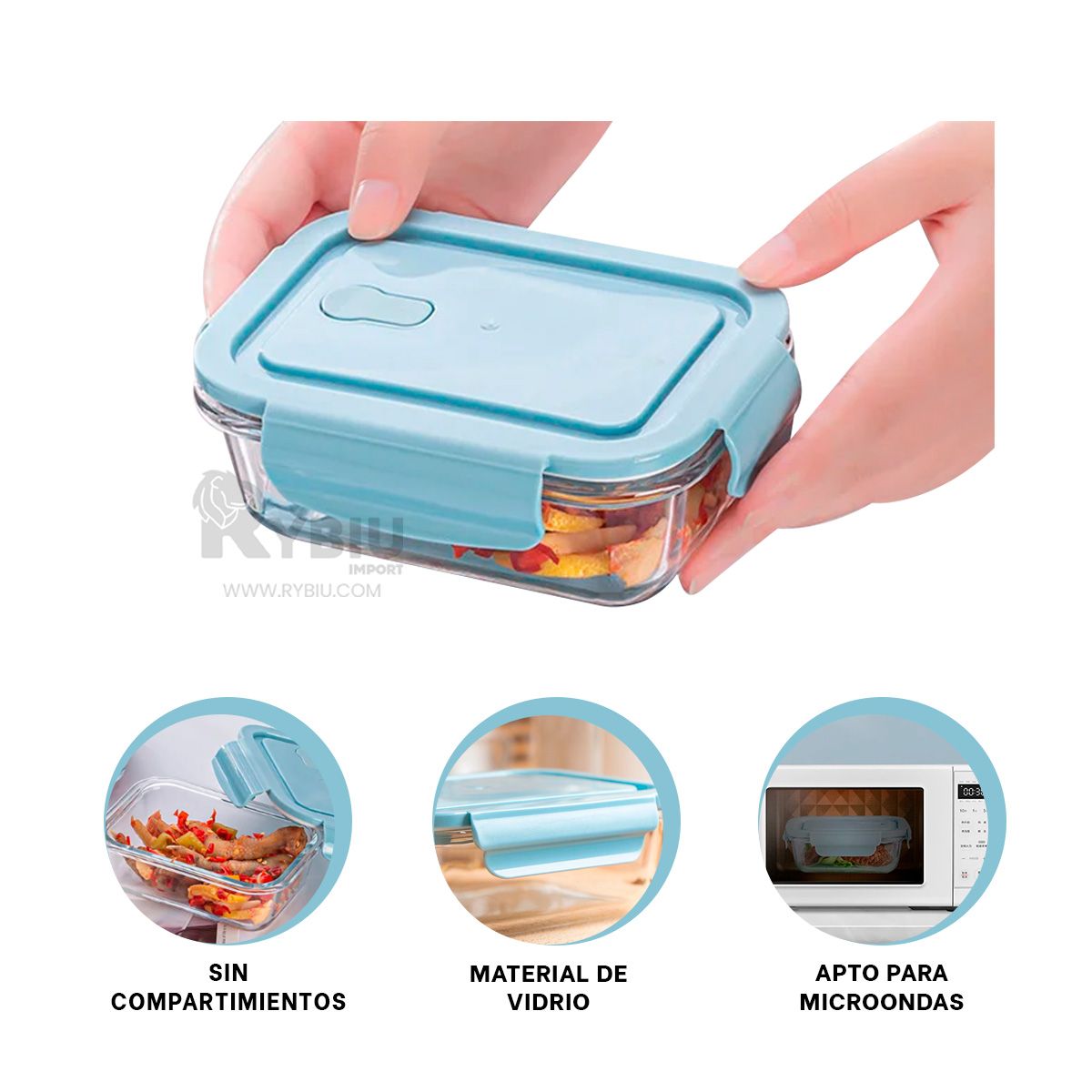 GENERICO - Envase para Arroces de 1040ml Celeste Y+Envoltorio de Regalo