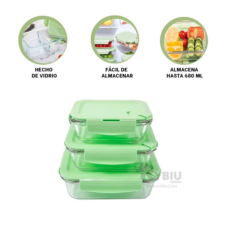 GENERICO - Envase Grande con Cubridor 1040ml Verde Y+Gift Stickers