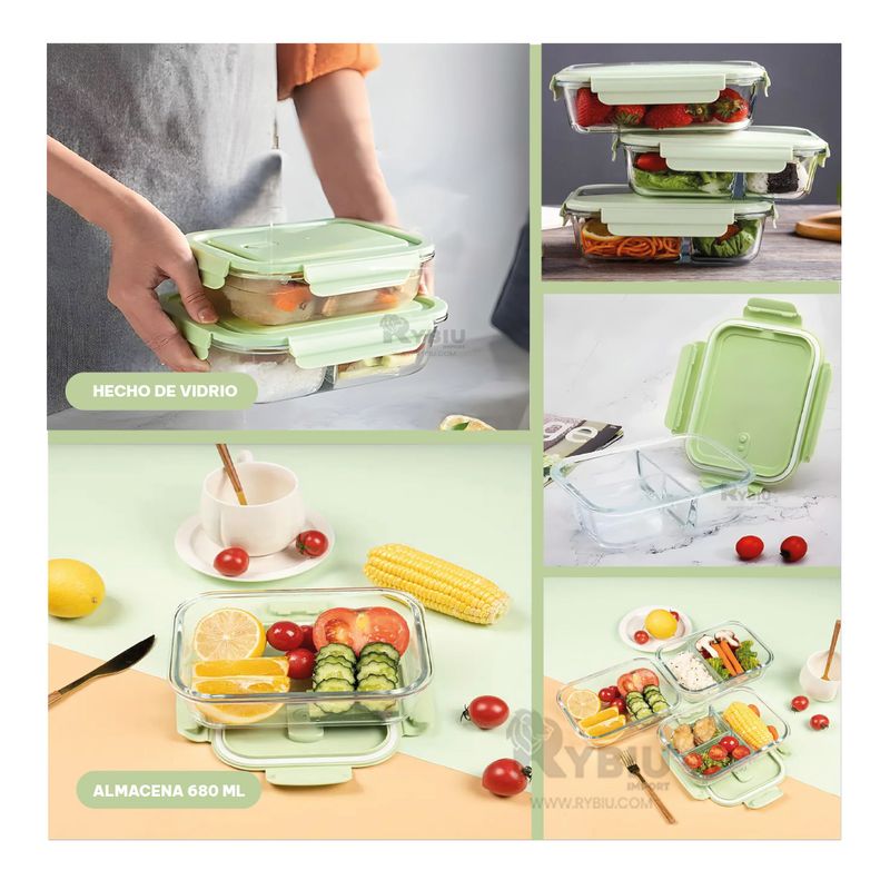 GENERICO - Tupper Adaptable y Duro 1040ml Verde Y+Post-it Adhesivos