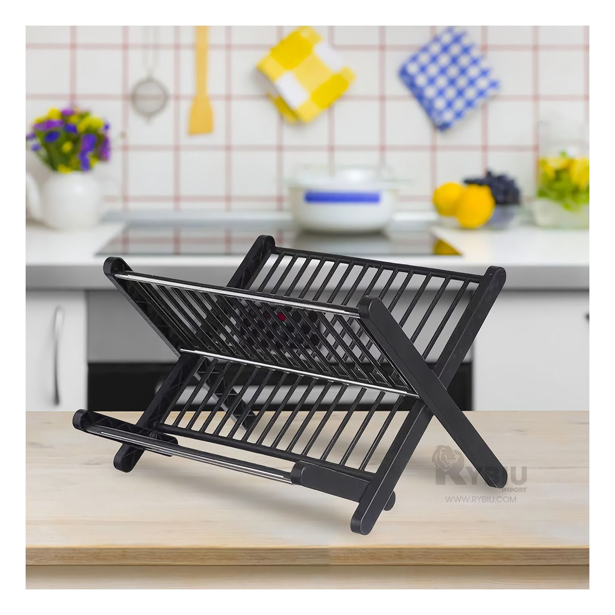 GENERICO - Rack Separador de Platos Plegable de Color Negro