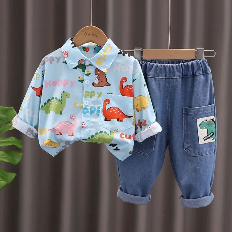 GENERICO - CONJUNTO PARA NIÑO DE DINOSAURIOS Pantalon + Camisa