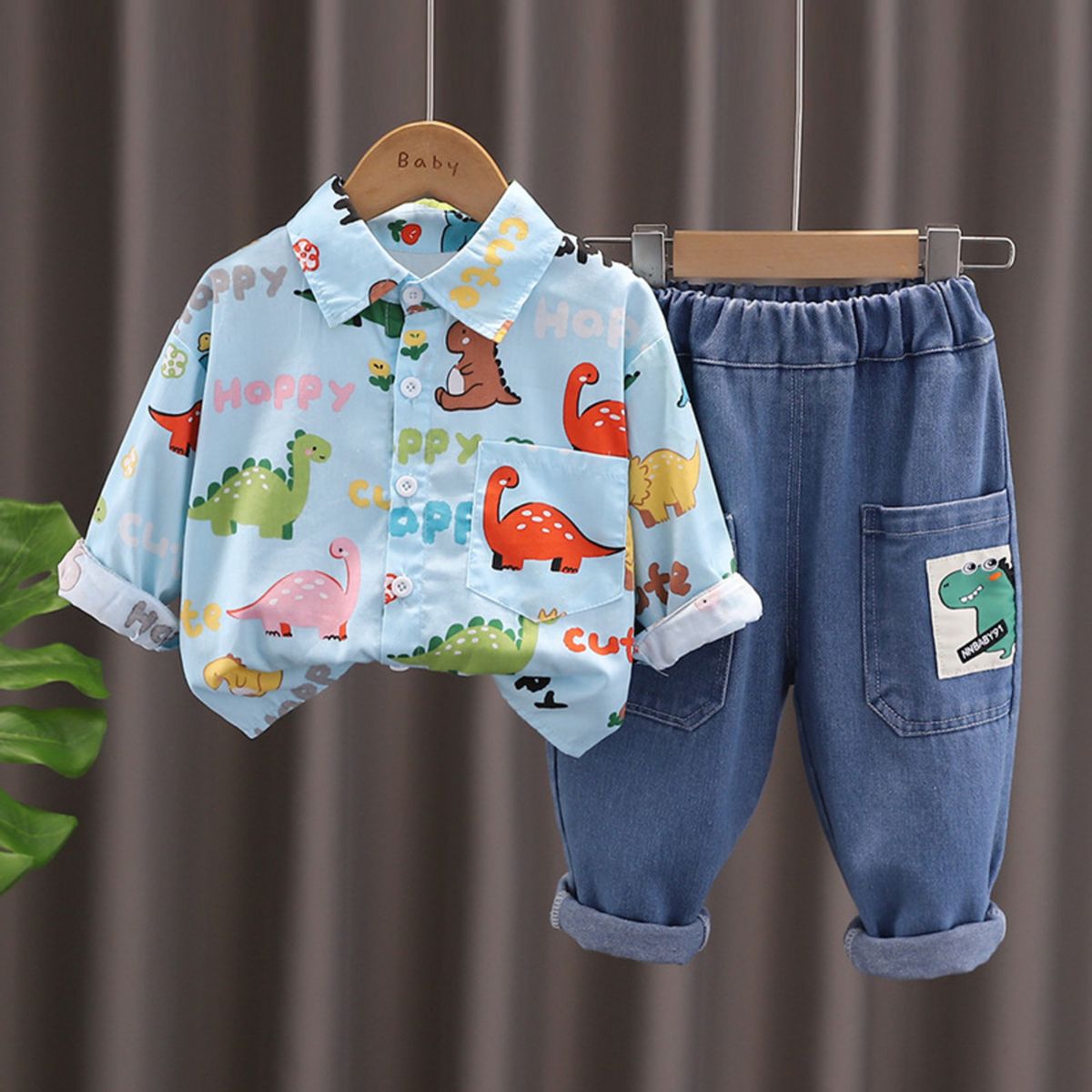 GENERICO - CONJUNTO PARA NIÑO DE DINOSAURIOS Pantalon + Camisa