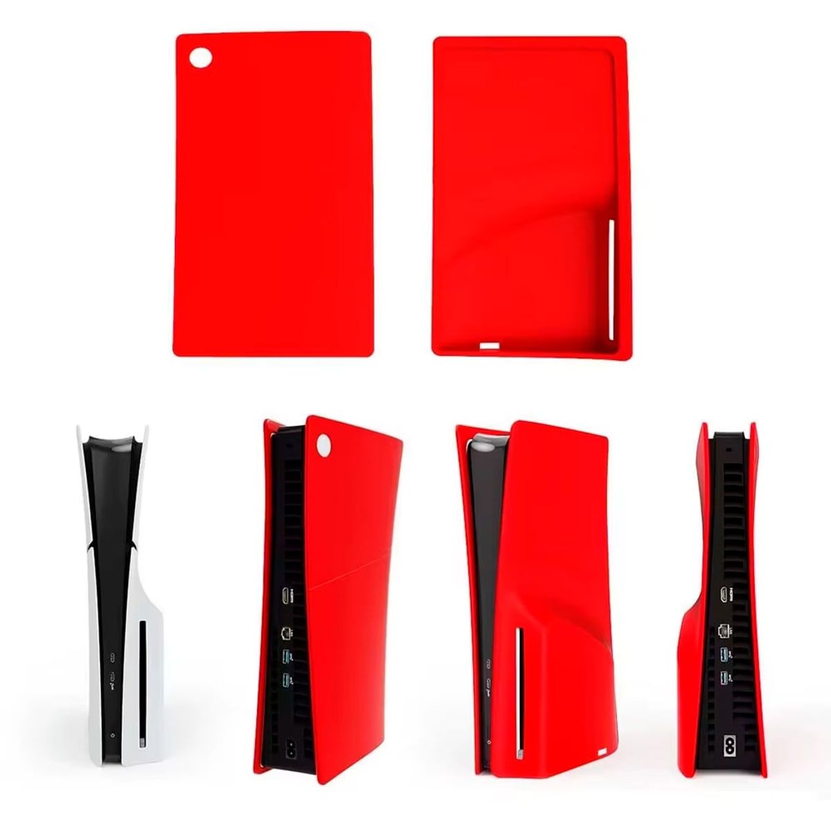 VARIOS - Funda para Consola PS5 Slim Disco Protector Silicona Rojo