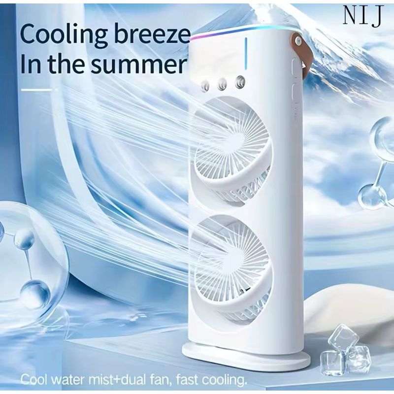 GENERICO - VENTILADOR DOBLE AIRE FRIO Y HUMIDIFICADOR CON CONTROL REMOTO