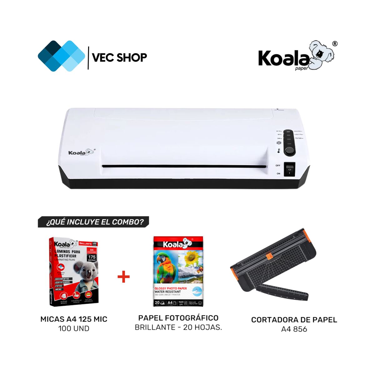 KOALA - Laminadora Enmicadora Plastificadora PLUS336 3en1 A3 + Combo