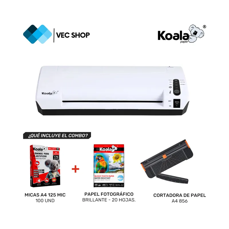 KOALA - Laminadora Enmicadora Plastificadora PLUS336 3en1 A3 + Combo