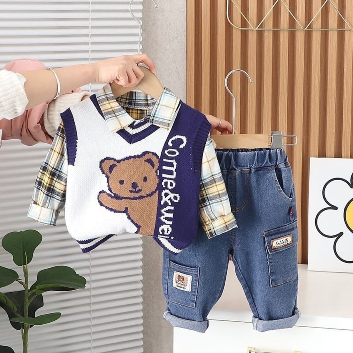 GENERICO - ROPA PARA NIÑO ELEGANTE - CHALECO  CAMISA + PANTALON