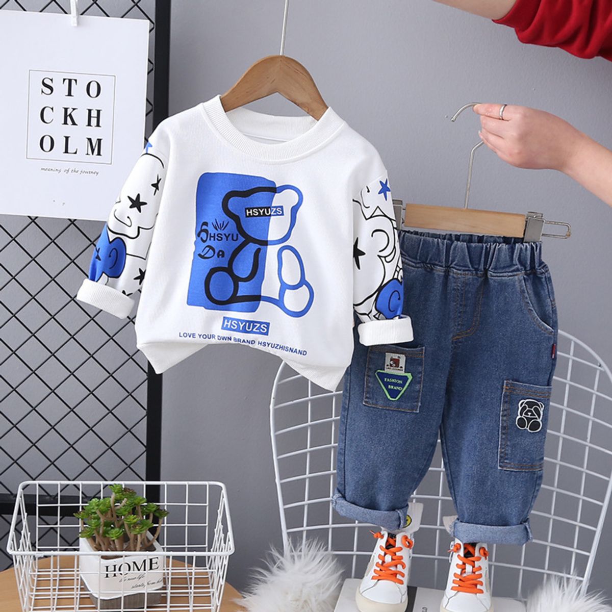 GENERICO - CONJUNTO PARA NIÑO DE OSITO  - POLERA Y PANTALON