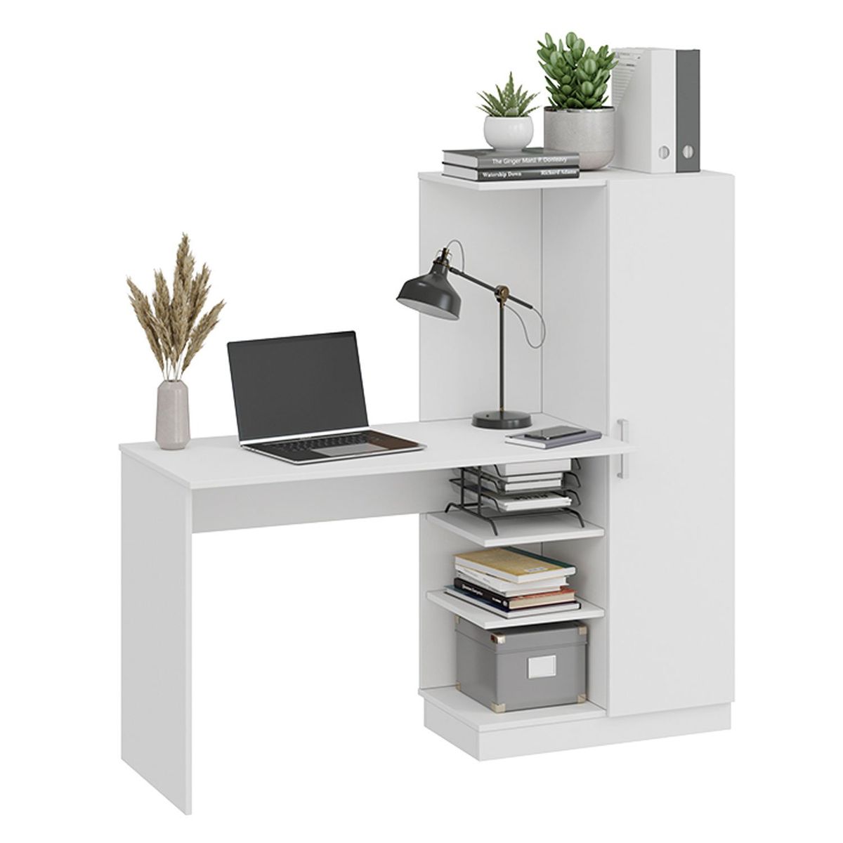 GENERICO - Escritorio Librero Blanco Multifuncional 1.50 m