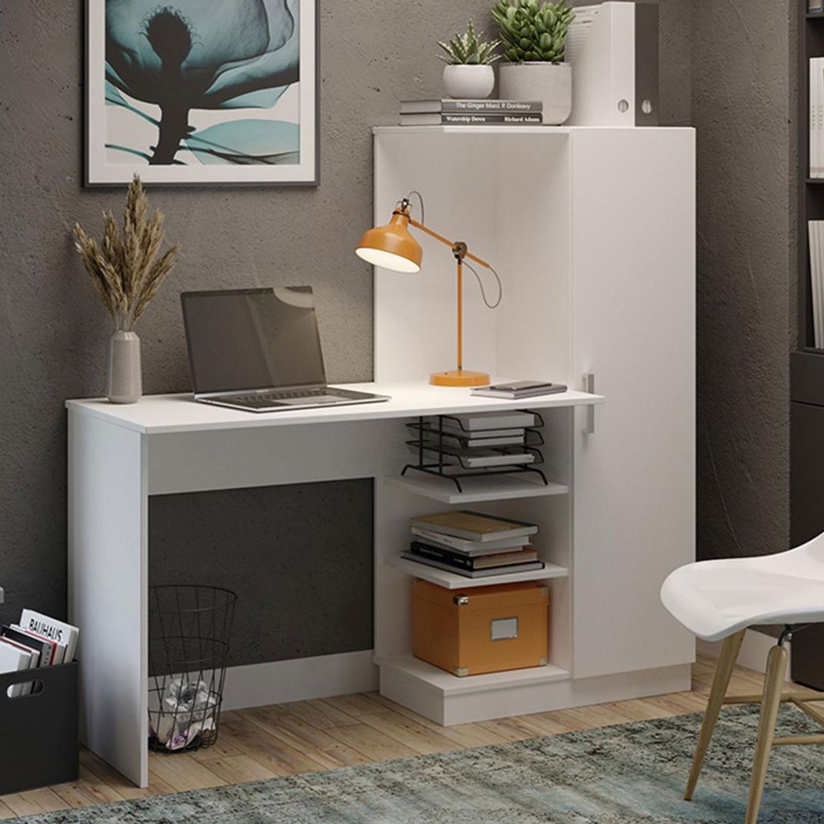 GENERICO - Escritorio Librero Blanco Multifuncional 1.50 m