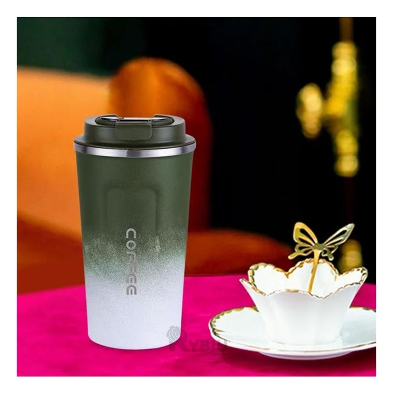 GENERICO - Taza Termo Funcional Verde con Blanco Y+Envoltorio de Regalo